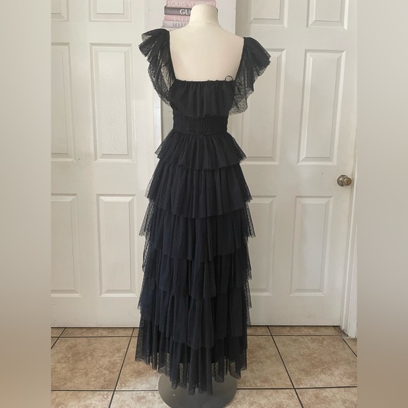 Amable by Mable  Black Ruffled Maxi Dress Size Small - Picture 14 of 14